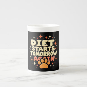 Tasse En Porcelaine Le régime commence demain - Retro Jouer Empreinte