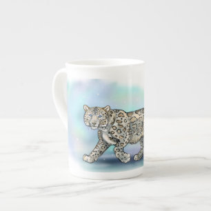 Tasse En Porcelaine Léopard des neiges~ muqueuse spécialisée
