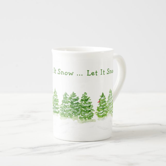 Tasse En Porcelaine Les arbres d'hiver peints à la main la font neige (Devant droit)