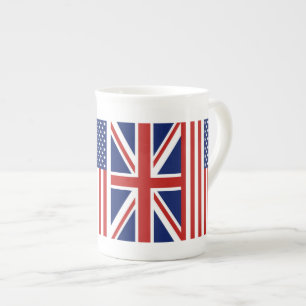 Tasse En Porcelaine Les Etats-Unis et drapeaux BRITANNIQUES