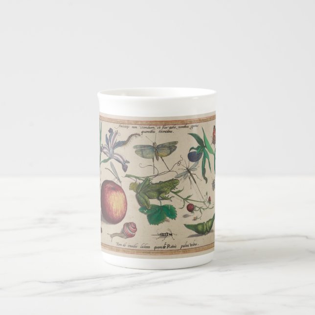 Tasse En Porcelaine Les insectes antiques, fleurs, porte des fruits (Devant)