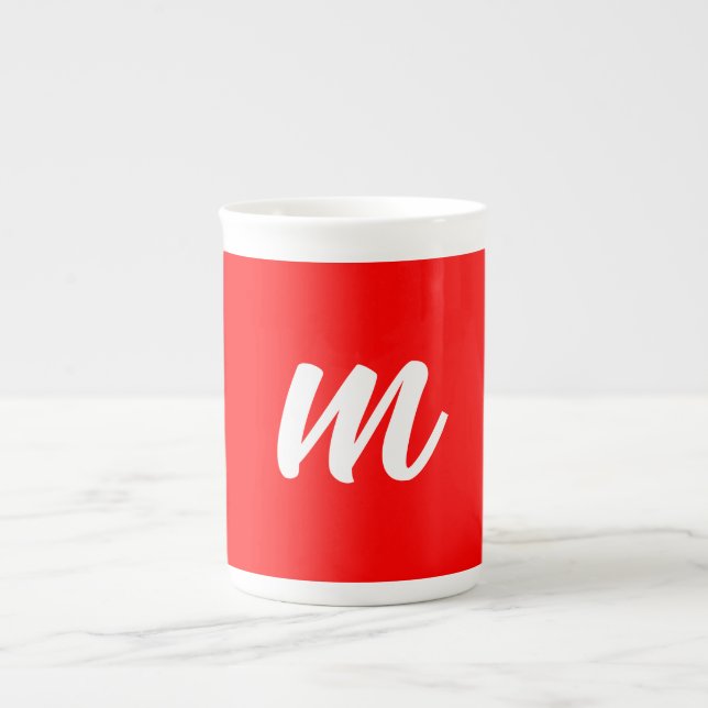 Tasse En Porcelaine LETTRE INITIALE CalliGRAPHIQUE BLANCHE ROUGE (Devant)
