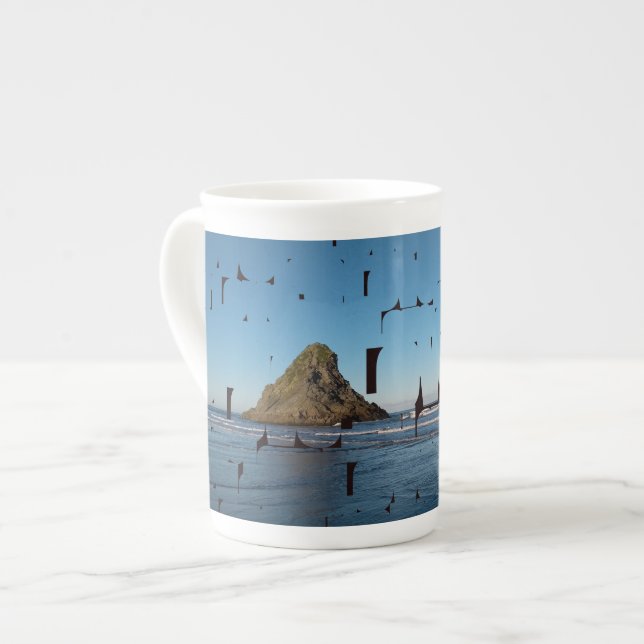 Tasse En Porcelaine Lettre Loisir Typographie Plage de Paysage marin B (Devant gauche)