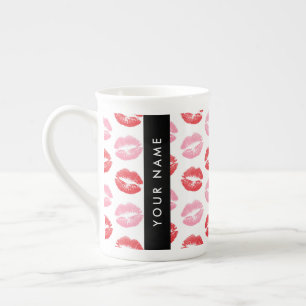 Tasse En Porcelaine Lèvres Rouges, Lèvres Roses, Baiser, Votre Nom, Pe