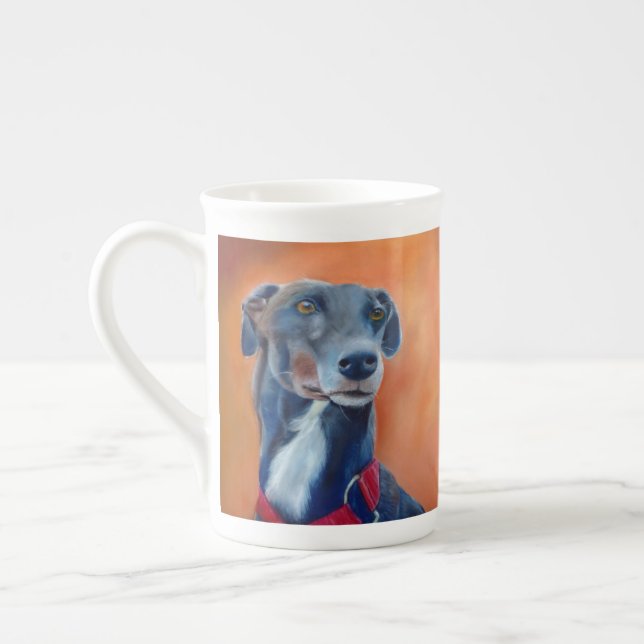 Tasse En Porcelaine Lévrier noir (a398) (Gauche)
