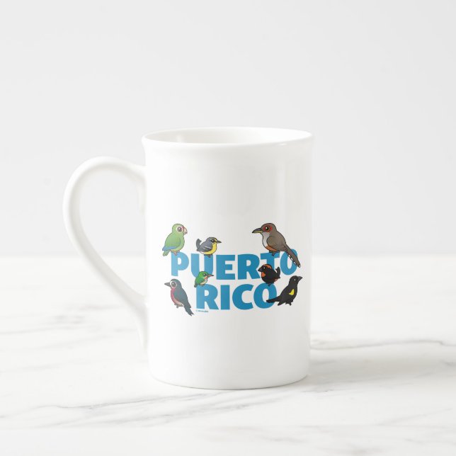 Tasse En Porcelaine L'exploit de Porto Rico Birdorable. Oiseaux endémi (Gauche)