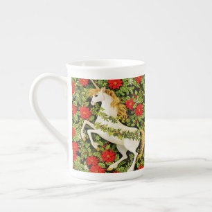 Tasse En Porcelaine Licorne Joyeux Noël Rouge Vert Blanc