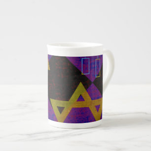 Tasse En Porcelaine L'image à thème Hanukkah de SlipperyJoe's jaune do