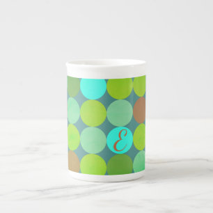 Tasse En Porcelaine Lime Vert Turquoise Turquoise & Rust Cercles Monog