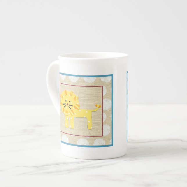 Tasse En Porcelaine Lion jaune avec Pois blancs (Devant gauche)