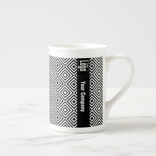Tasse En Porcelaine Logo de la société de promotion, nom Motif noir et (Droite)