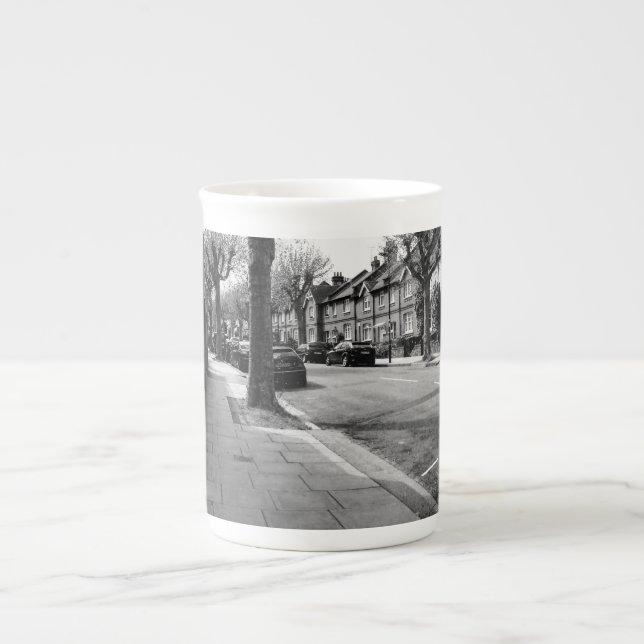 Tasse En Porcelaine Londres Street View Angleterre noir et blanc (Devant)