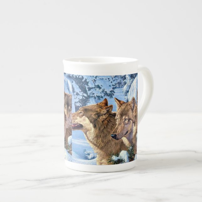 Tasse En Porcelaine Loups rouges (Devant droit)