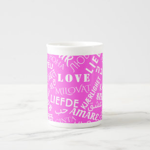 Tasse En Porcelaine LOVE - Multi Language - Personnalisable Internatio
