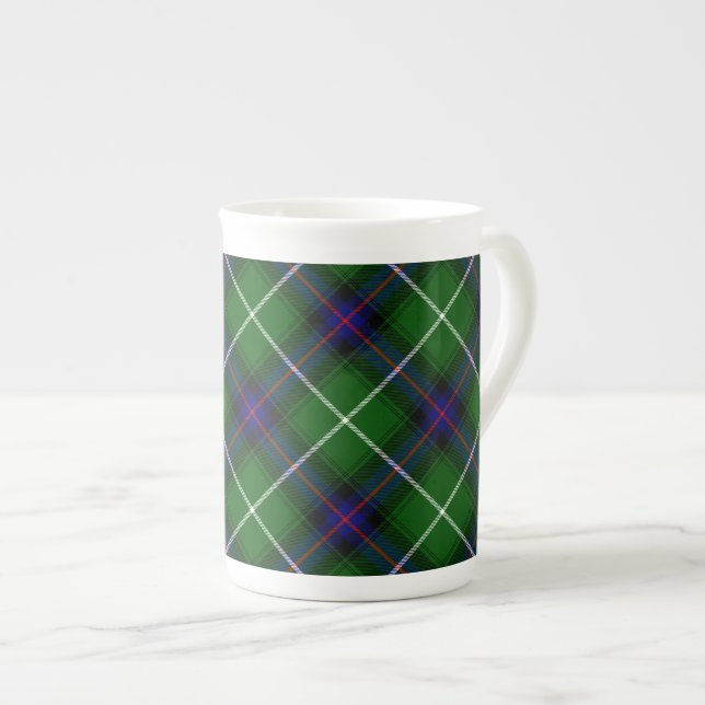 Tasse En Porcelaine MacDonald tartan bleu vert plaid (Devant droit)