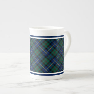 Tasse En Porcelaine MacLeod de plaid bleu et vert de tartan de famille