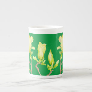 Tasse En Porcelaine Magnolias jaunes dans une boue de Chine osseuse