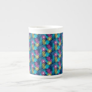 Tasse En Porcelaine Main Tirée Motif Abstrait Avec Plantes-86761
