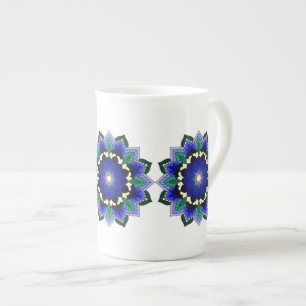 Tasse En Porcelaine Mandala Motif 02 en bleu foncé