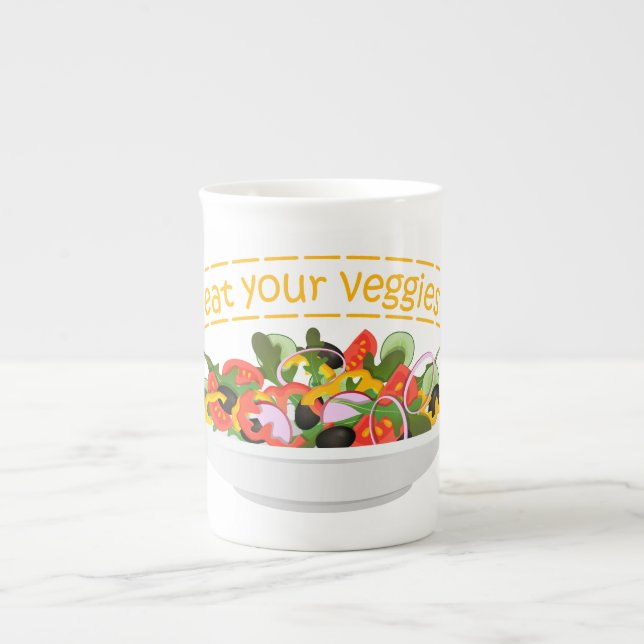Tasse En Porcelaine Mangez vos Légumes Citer salade fraîche mélange bo (Devant)