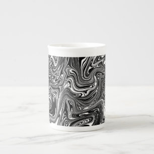 Tasse En Porcelaine Marbre Abstrait noir et blanc liquide