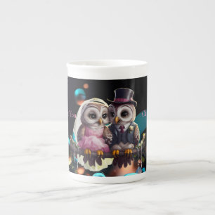 Tasse En Porcelaine Mariage de hibou personnalisé