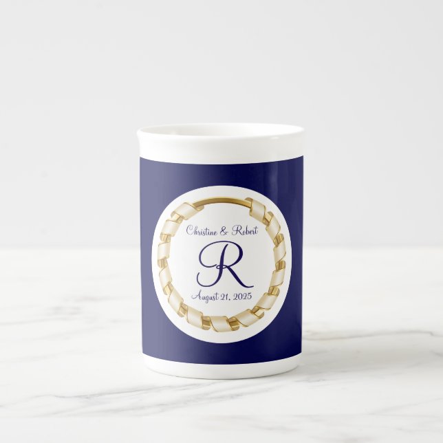 Tasse En Porcelaine Mariage monogramme (Devant)