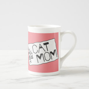 Tasse En Porcelaine Meilleur Chat au monde maman rose avec un texte gr