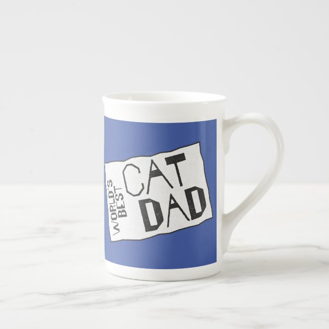 Tasse En Porcelaine Meilleur Chat du monde bleu avec texte rugueux (Droite)
