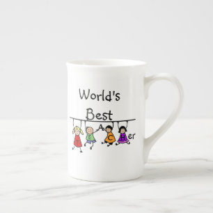 Tasse En Porcelaine Meilleur Enseignant au monde avec Café Cartoon pou
