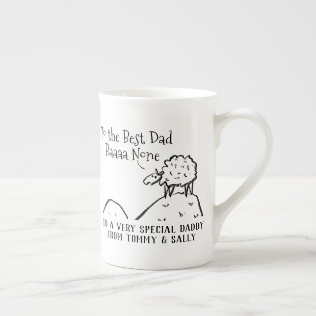 Tasse En Porcelaine Meilleur papa, un mouton drôle, dit un jeu de mots (Droite)