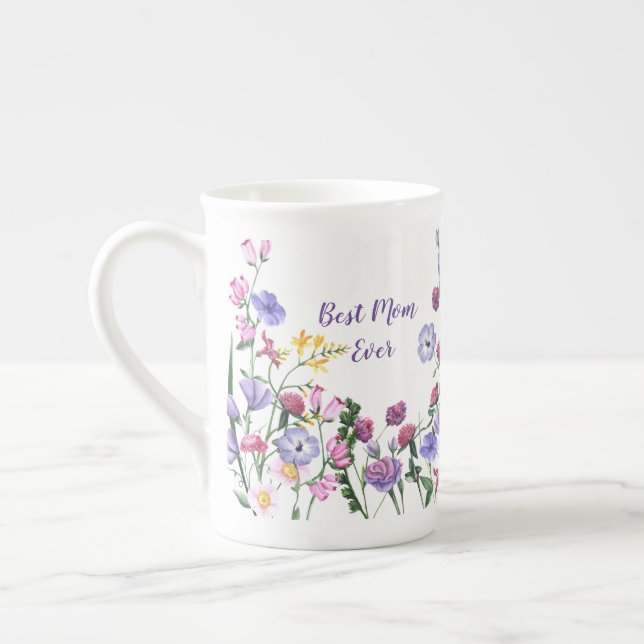 Tasse En Porcelaine Meilleure Maman Jamais Printemps Fleurs Jardin Été (Gauche)