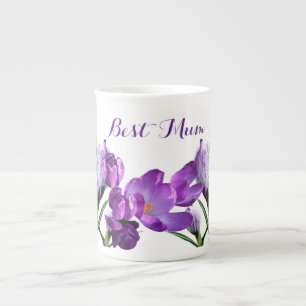 Tasse En Porcelaine Meilleure maman jolie fleur de crocus violet éléga