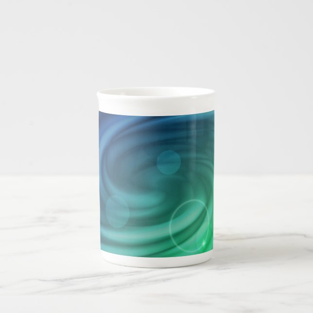 Tasse En Porcelaine Mélange De Couleurs Bleu Et Vert Doux Vortex (Devant)