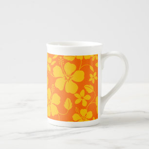 TASSE EN PORCELAINE MÉLANGE ORANGE HULA HAWAIEN (HIBISCUS)