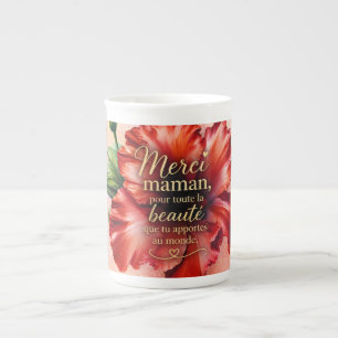 Tasse En Porcelaine Merci maman Design floral élégant