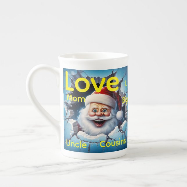 Tasse En Porcelaine Merry Christmas Santa Claus Family Love Friends  (Gauche)