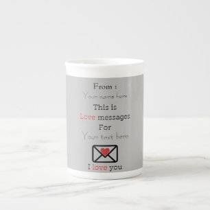 Tasse En Porcelaine messages d'amour, personnaliser modèle design