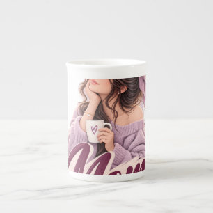 Tasse En Porcelaine Messy Bun Coffee Mom — Vie de maman cosy et esthét