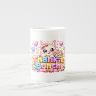 Tasse En Porcelaine Mignon Kawaii Merci Beaucoup Nom de Chat Rose Past
