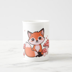 Tasse En Porcelaine Mignon Ren Kawaii avec Champignons Dessin Animé