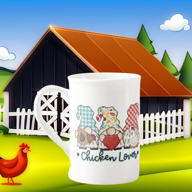 Tasse En Porcelaine mignonne Amateurs de poulet au gnome Country (Créateur téléchargé)