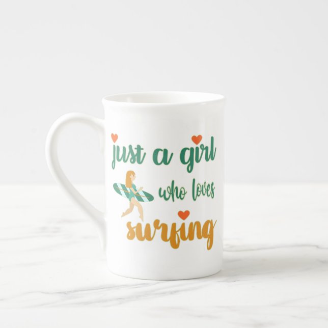 Tasse En Porcelaine Mignonne citation estivale Juste une fille qui aim (Gauche)