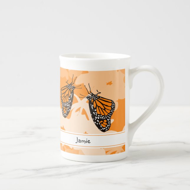 Tasse En Porcelaine Mignonne Papillons Monarque Orange Nommés (Droite)