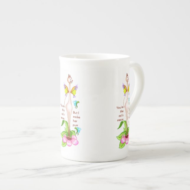 Tasse En Porcelaine Mme Kitty Siamese Chat (Devant droit)