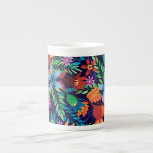 Tasse En Porcelaine Modèle floral exotique coloré-32436