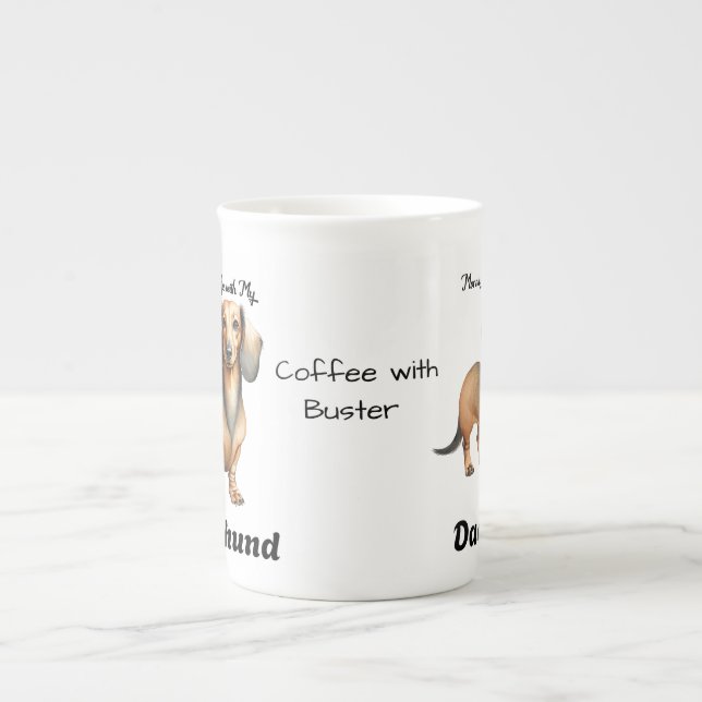 Tasse En Porcelaine Modern Sandy Brown DACHSHUND Personalize (Devant)