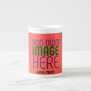 TASSE EN PORCELAINE MODERNE ÉDITABLE ROUGE ORANGE MODÈLE TEXTE D'IMAGE