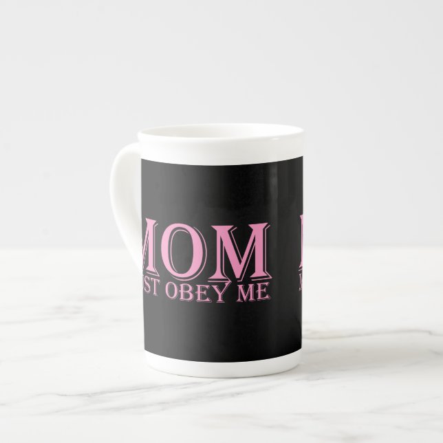 Tasse En Porcelaine MOM (doit m'obéir) Dire rose (Devant gauche)