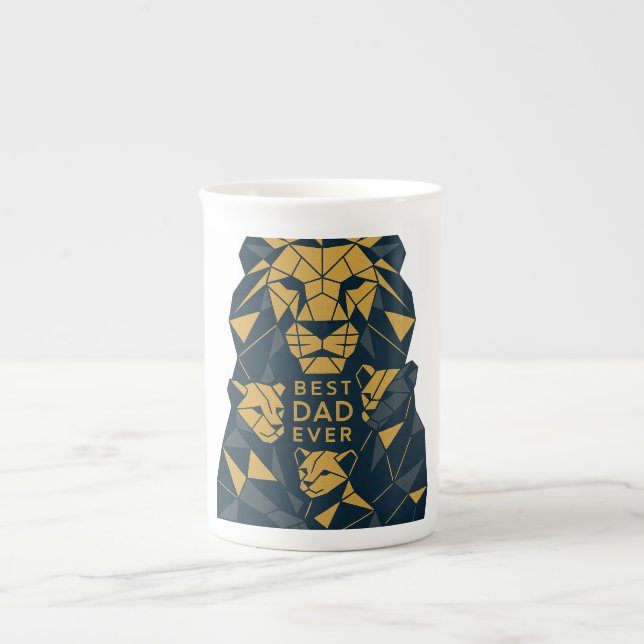 Tasse En Porcelaine Mon père Lion géométrique avec Cubs Meilleur papa (Devant)